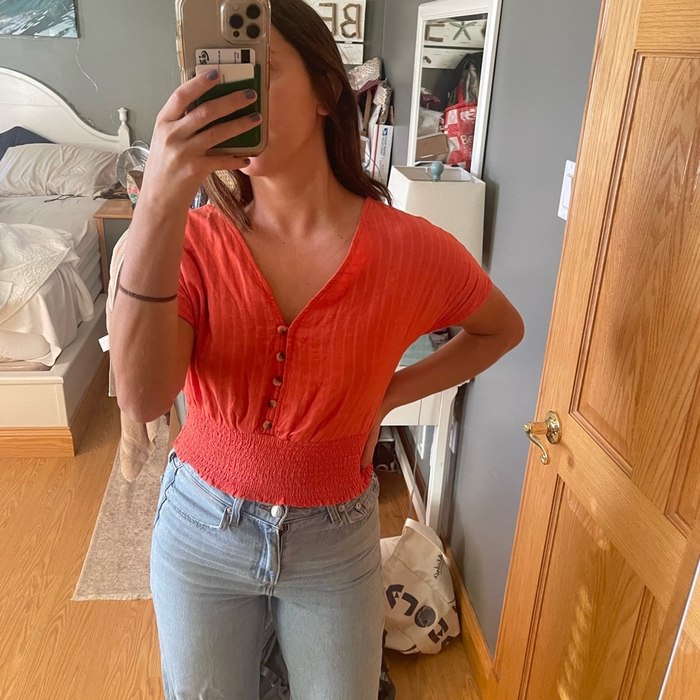 Coral cute top